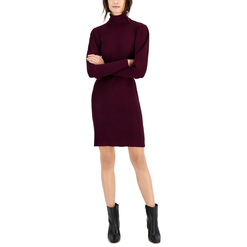 Taylor Womens Mock Neck Long Sleeve Sweater Dress